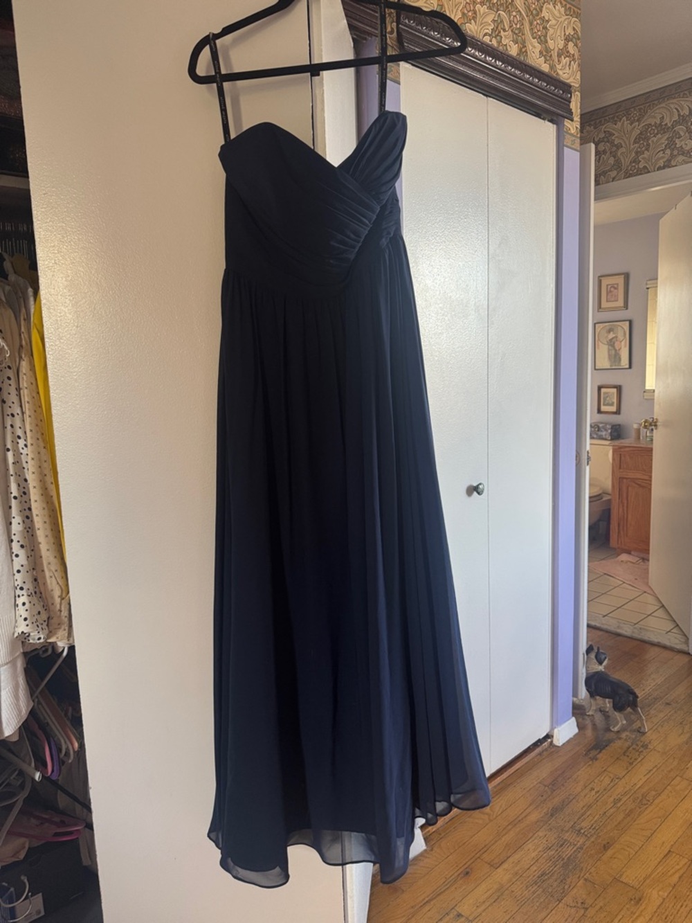 Alfred Angelo Navy Strapless Chiffon Maxi Dress
